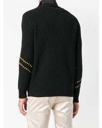 schwarzer bedruckter Rollkragenpullover von Raf Simons