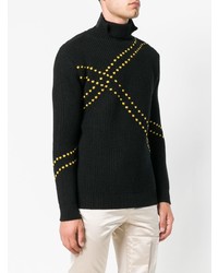 schwarzer bedruckter Rollkragenpullover von Raf Simons