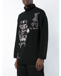 schwarzer bedruckter Rollkragenpullover von Yohji Yamamoto