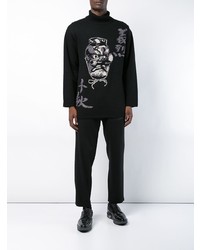 schwarzer bedruckter Rollkragenpullover von Yohji Yamamoto