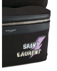 schwarzer bedruckter Rucksack von Saint Laurent
