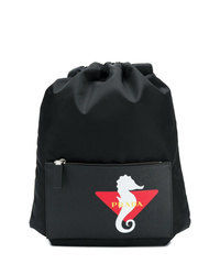 schwarzer bedruckter Rucksack von Prada