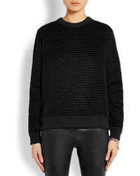 schwarzer bedruckter Samt Pullover mit einem Rundhalsausschnitt von Givenchy