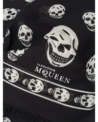 schwarzer bedruckter Schal von Alexander McQueen