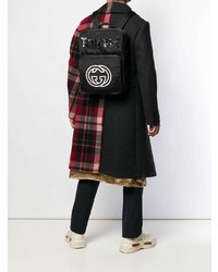 schwarzer bedruckter Segeltuch Rucksack von Gucci