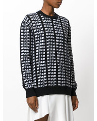 schwarzer bedruckter Wollpullover von MSGM