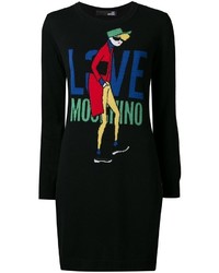 schwarzer bedruckter Wollpullover von Love Moschino