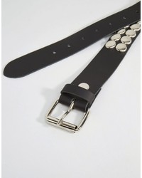 schwarzer beschlagener Ledergürtel von Reclaimed Vintage