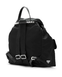 schwarzer beschlagener Nylon Rucksack von Prada