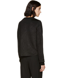 schwarzer beschlagener Pullover mit einem Rundhalsausschnitt von Anthony Vaccarello