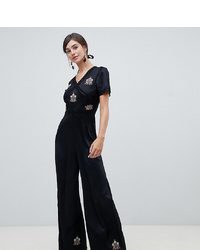 schwarzer bestickter Jumpsuit von Asos Tall