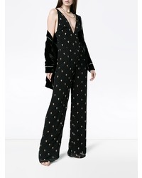 schwarzer bestickter Jumpsuit von De La Vali