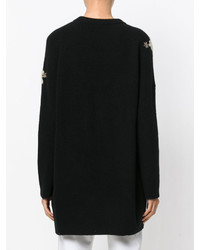 schwarzer bestickter Oversize Pullover von Ermanno Scervino