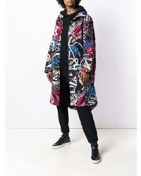 schwarzer bestickter Parka von Love Moschino