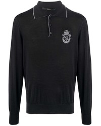 schwarzer bestickter Polo Pullover von Billionaire