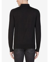 schwarzer bestickter Polo Pullover von Dolce & Gabbana