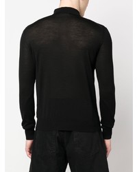 schwarzer bestickter Polo Pullover von Raf Simons