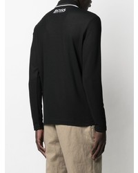 schwarzer bestickter Polo Pullover von BOSS HUGO BOSS