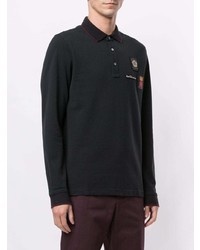 schwarzer bestickter Polo Pullover von Kent & Curwen