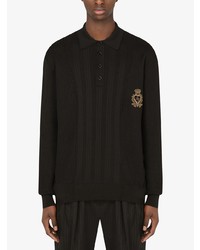 schwarzer bestickter Polo Pullover von Dolce & Gabbana