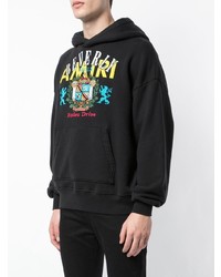 schwarzer bestickter Pullover mit einem Kapuze von Amiri