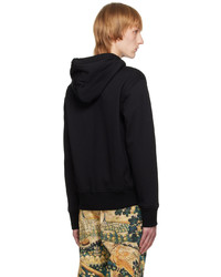 schwarzer bestickter Pullover mit einem Kapuze von Ferragamo