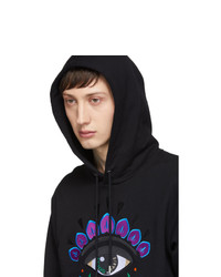 schwarzer bestickter Pullover mit einem Kapuze von Kenzo