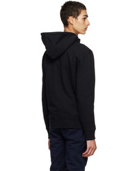 schwarzer bestickter Pullover mit einem Kapuze von MAISON KITSUNÉ