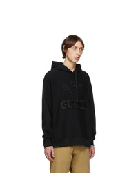 schwarzer bestickter Pullover mit einem Kapuze von Gucci