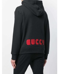 schwarzer bestickter Pullover mit einem Kapuze von Gucci