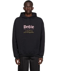 schwarzer bestickter Pullover mit einem Kapuze von Drôle De Monsieur