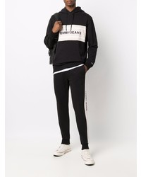 schwarzer bestickter Pullover mit einem Kapuze von Tommy Jeans