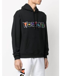 schwarzer bestickter Pullover mit einem Kapuze von Moschino