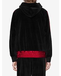 schwarzer bestickter Pullover mit einem Kapuze von Gucci