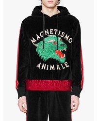 schwarzer bestickter Pullover mit einem Kapuze von Gucci