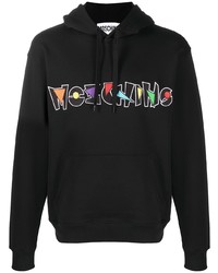 schwarzer bestickter Pullover mit einem Kapuze von Moschino