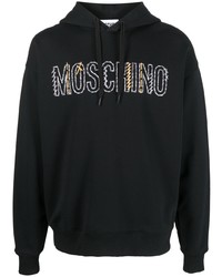 schwarzer bestickter Pullover mit einem Kapuze von Moschino