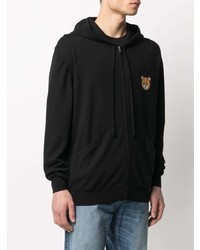 schwarzer bestickter Pullover mit einem Kapuze von Moschino