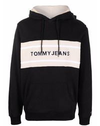 schwarzer bestickter Pullover mit einem Kapuze von Tommy Jeans
