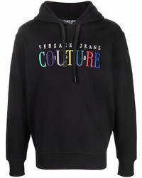 schwarzer bestickter Pullover mit einem Kapuze von VERSACE JEANS COUTURE