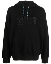 schwarzer bestickter Pullover mit einem Kapuze von VERSACE JEANS COUTURE