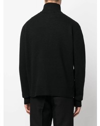 schwarzer bestickter Pullover mit einem Reißverschluß von VERSACE JEANS COUTURE