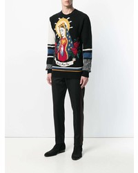 schwarzer bestickter Pullover mit einem Rundhalsausschnitt von Dolce & Gabbana