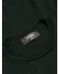 schwarzer bestickter Pullover mit einem Rundhalsausschnitt von Fendi