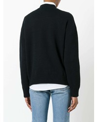 schwarzer bestickter Pullover mit einem Rundhalsausschnitt von Victoria Victoria Beckham