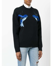 schwarzer bestickter Pullover mit einem Rundhalsausschnitt von Victoria Victoria Beckham