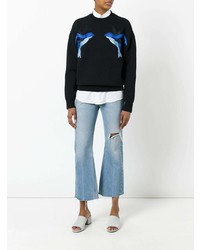 schwarzer bestickter Pullover mit einem Rundhalsausschnitt von Victoria Victoria Beckham