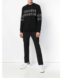 schwarzer bestickter Pullover mit einem Rundhalsausschnitt von McQ Alexander McQueen