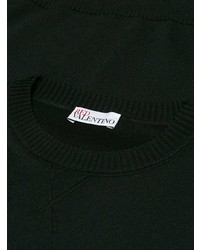 schwarzer bestickter Pullover mit einem Rundhalsausschnitt von RED Valentino