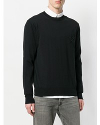 schwarzer bestickter Pullover mit einem Rundhalsausschnitt von Givenchy